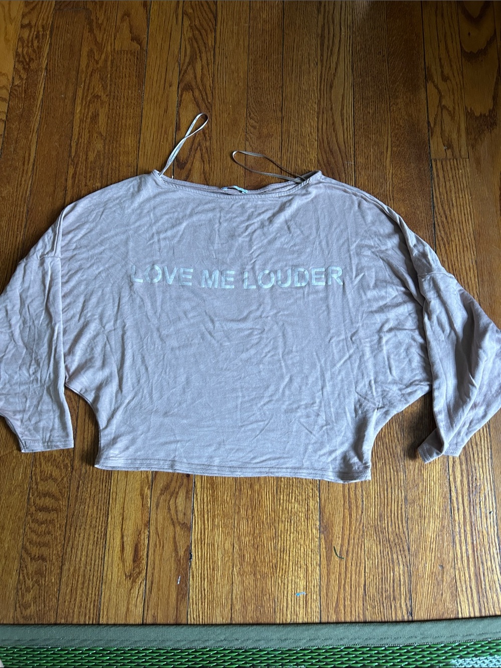Zara Dusty Taupe "LOVE ME LOUDER" Cropped shirt